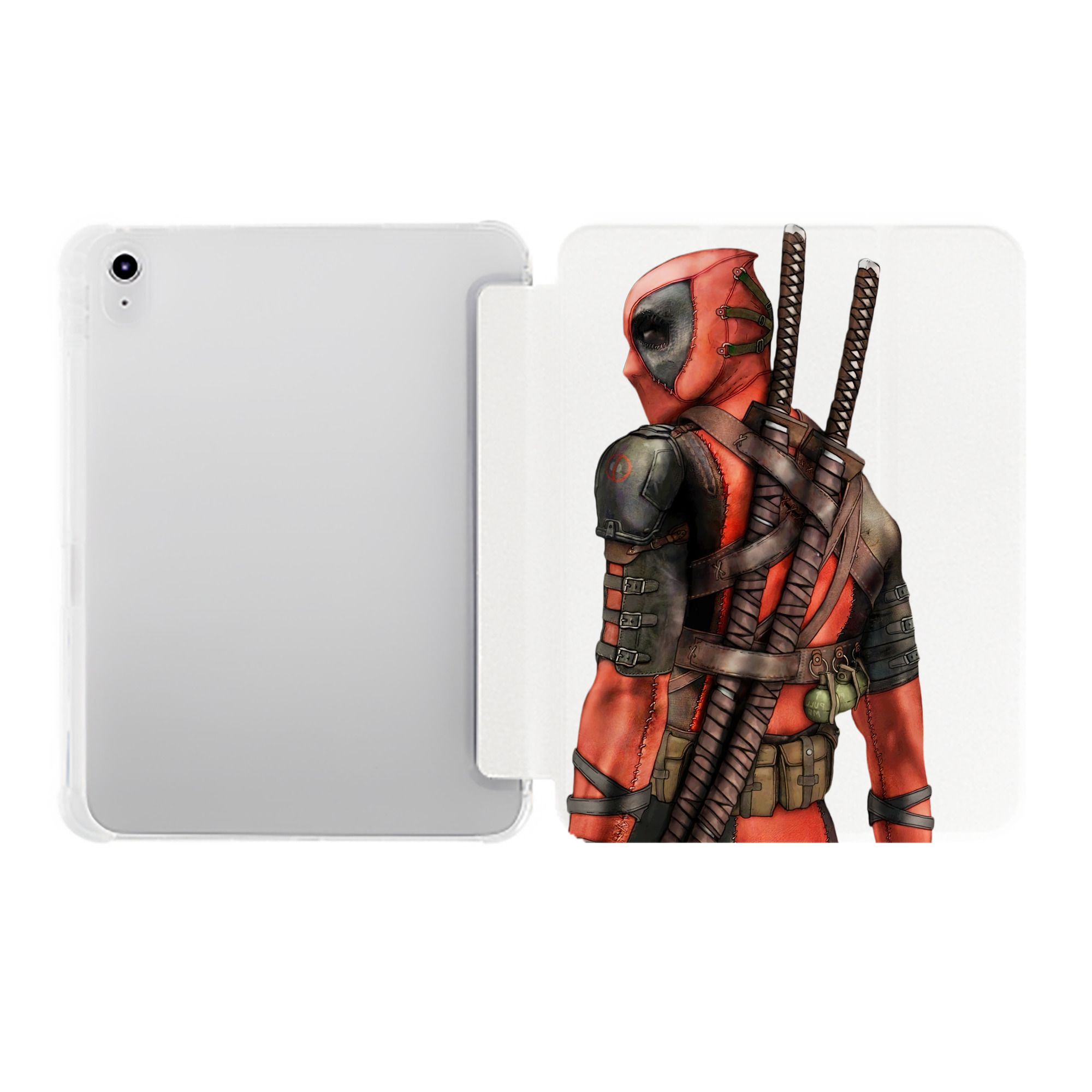 （画像用） Deadpool デッドプール IPad ケース ペン収納付き 三つ折りスタンド PUレザー×シリコン 対応機種9.5/10.5/10.9インチ
